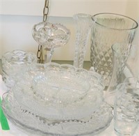 Large Grouping Glass Platters, Vases, etc