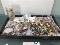 Lot of assorted costume jewelry and findings