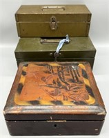 Vintage Boxes, Coin Box, and Cash Lockbox w/Key