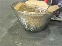 large punch bowl with cups, missing 1 cup