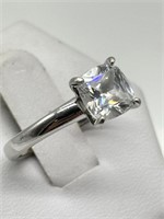 Sterling Silver Fancy CZ Solitaire Ring