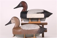 Pair of Hen and Drake Canvasback Duck Decoys by