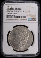 1884-O MORGAN DOLLAR NGC MS-61 MINT ERROR