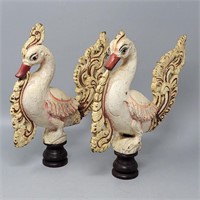 (2) India Carved Wooden Annapakshi or Devine Swans