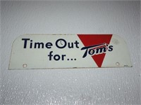 Vintage Time Out for Toms Metal Topper Sign