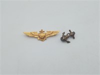 10k Gold FILLED Military Navy Pins Anchors