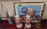 Table Lamps, Spinning Wheel Canadian Goose Art