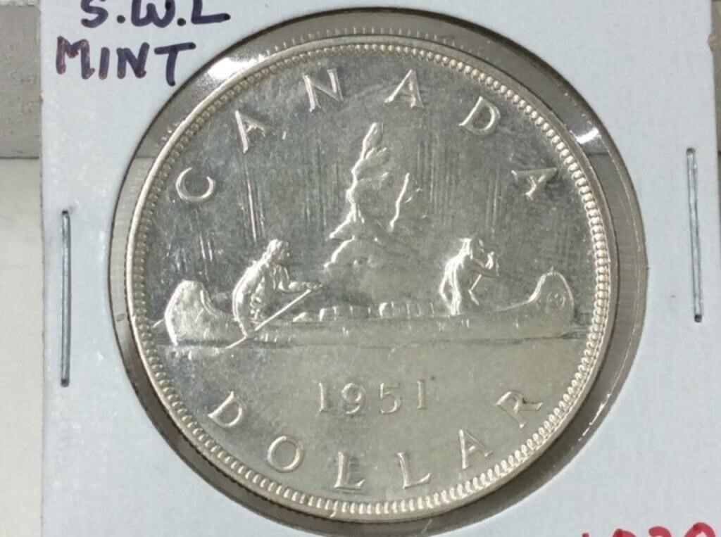 1951 S W L Mint Can Silver Dollar