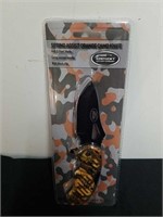 new spring assist orange camo knife with