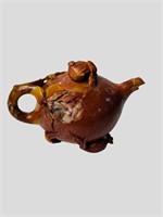 Antique Chinese Export Floral Hand-Carved tea bot