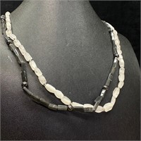 Sterling Silver White & Gray Stone Necklace