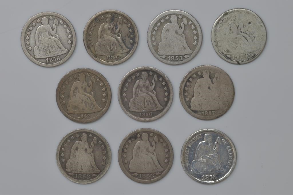 10 - Seated Liberty Dimes Misc Dates