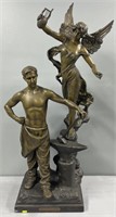 Spelter Sculpture Muse Inspirant le Travail as is