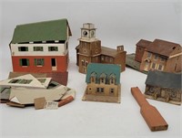 Vintage Cardboard Light Up Houses& Buildings