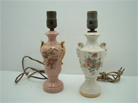 Pink  and White Floral Lamps