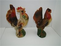 Rooster and Hen Chalkware