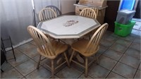 Wood Table Set with 4 chairs and Hutch