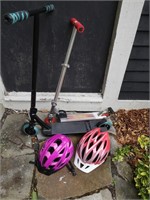 2 scooters and helmets