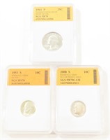 SGS GRADED SILVER COIN LOT WITH PROOF COINS