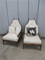 PR WOODEN OPEN ARMCHAIRS W/ CUSHIONS