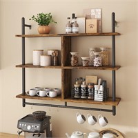 Bestier Floating Pipe Shelving  41.5in  Brown