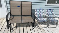 Patio rocker - 43?L & 2 folding chairs