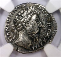 Marcus Aurelius  AR Denarius 161 AD NGC Ch VF
