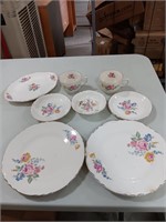 China Gold, trim, floral pattern, plates 9.5
