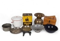Antique Graniteware, Tin, Brass, and Show Shine