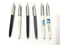 Six Parker Pens, some with advertising