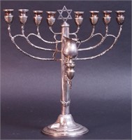 Sterling silver menorah with removable