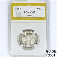 1917 Standing Liberty Quarter PGA MS63 Type 2