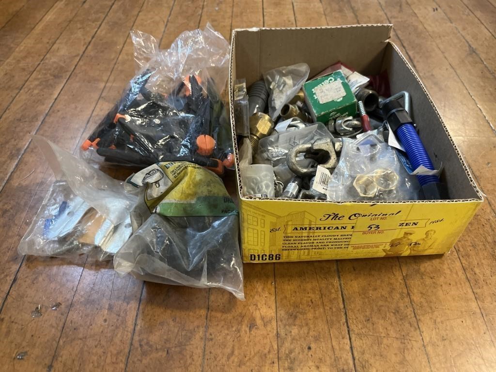 BOX OF MISC FITTINGS & SHOP SUPPLIES