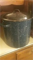 Nice blue granite ware stock pot with lid