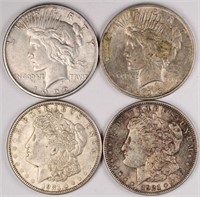 Lot of 4: Morgan & Peace Dollars