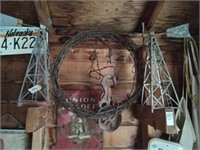 Windmills, pulley and barbed wire rolls