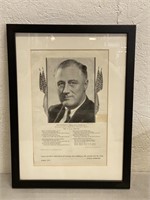 1933 Franklin D. Roosevelt Framed Song