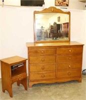 Kroehler Maple dresser, nightstand & mirror