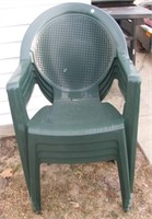 (4) Matching plastic outdoor chairs.