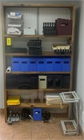 Wooden shelf with office supplies