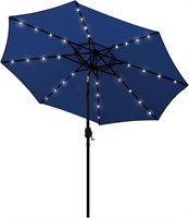 Blissun 9 ft Solar Umbrella 32 LED Navy Blue