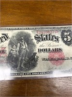 1863 SERIES $5.00 WOOD CHUCKER BILL