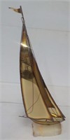 22" Tall decorative sail boat mounted on glass