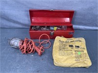 Trouble Light, Booster Cables, Tool Box & Cont