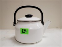 White metal teapot