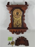Fancy Victorian Walnut Wall Clock
