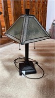 Iris glass and metal lamp