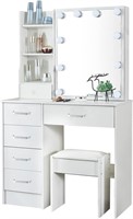 saicheng Dressing Table w/ Sliding Lighted Mirror