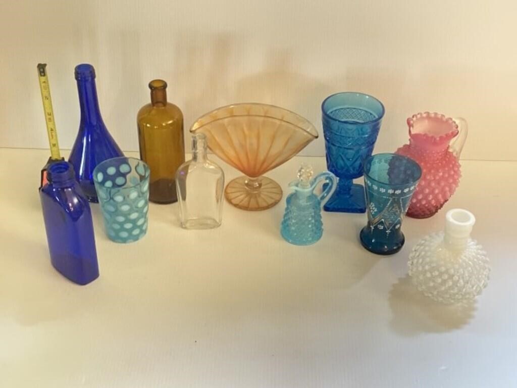 11 Pieces of Hobnail & Art Glass