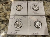 4 90% Silver Roosevelt Dime Coins - GEM Quality